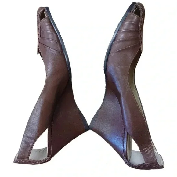 Chinese  Laundry Brown Wedge Leather Heels Size 9.5 - Picture 6 of 11